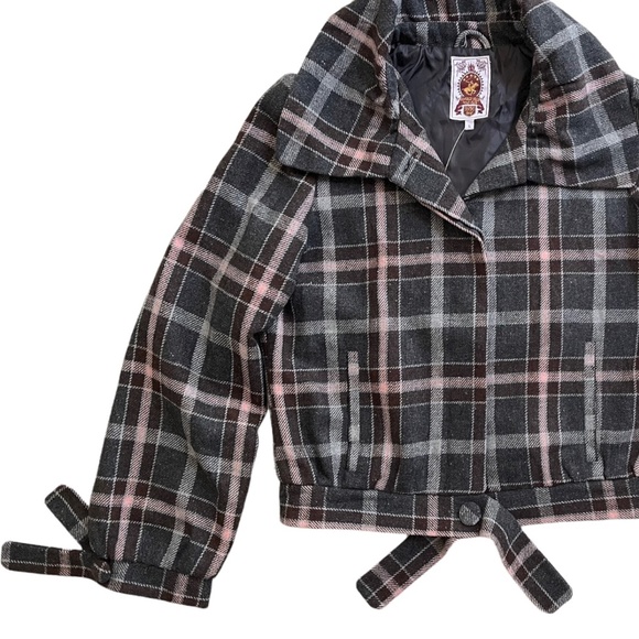 Beverly Hills Polo Club Jackets & Blazers - Beverly Hills Polo Club Winter Wool Blend Plaid Jacket Womens Sz L Grey Pink